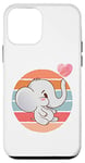 Coque pour iPhone 12 mini Éléphant blanc dessin animé mignon attachant animal de coeur