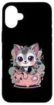 Coque pour iPhone 16 Plus Chat kawaii avec tirelire