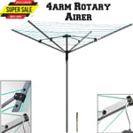 4 Arm Rotary Heavy Duty Airer Outdoor Garden Washing Line Clothes Free Spike 50m