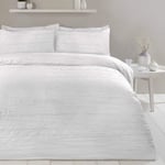 Sleepdown Super Soft Textured Crinkle White Luxury Duvet Cover Quilt Bedding Set with Pillowcases - King (220cm x 230cm)