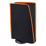 PlayVital Housse Anti-Poussière pour ps5 Console Standard Housse de Protection pour ps5 Digital Edition Anti-Poussière Cover en Nylon pour ps5 Console Vertical-Noir & Orange Garniture