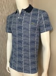 LACOSTE BLUE BROKEN STRIPE POLO SHIRT SLIM FIT SIZE 2 / XS RETAIL €120 BNWT