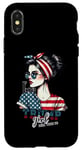 Coque pour iPhone X/XS Trump Girl Messy Bun Trump 2024 Élection Drapeau américain