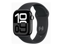 Apple Watch Series 10 (Gps) - 42 Mm - Jet Black Aluminium - Smart Klocka Med Sportband - Fluoroelastomer - Svart - Bandstorlek: M/L - 64 Gb - Wi-Fi 4, Uwb, Bluetooth - 30 G