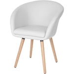 Chaise de salle à manger Malmö T633, fauteuil, design rétro des années 50, similicuir, blanc