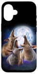 Coque pour iPhone 16 3 Aardvark Hurlant à la lune, fourmilier drôle, amateur d'Aardvark