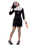 Smiffys Costume bonne sœur zombie, Noir, Robe, coiffe, ceinture et collier avec croix