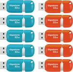 Lot de 10 Clé USB 32 Go, V10 Série, Clés Rétractables pour PC Ordinateur Portable MacBook, Compatible avec Windows Mac Linux, USB 2.0 Flash Drive Stockage, Mixte Couleur - Turquoise Rouge