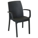 Fauteuil Indiana Résine Rotin Anthracite 57x59x86 CM de Jardin Extérieur