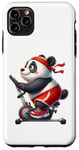 Coque pour iPhone 11 Pro Max Panda sur vélo d'appartement Gym Fitness Entraînement Sport