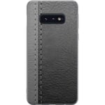 Samsung Galaxy S10e Gennemsigtigt Telefoncover Grått Fake Läder