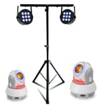 Pack Lumière Support Pied ML-SUPPORT-DJLIGHT 2 Projecteurs Ibiza THINPAR-9X6W-RGBW 2 Lyres 30W Spot - Soirée Fête Pro Dj Mariage