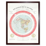 Artery8 Map Gleason 1892 World Time Calculator Flat Earth Art Print Framed Poster Wall Decor 12x16 inch