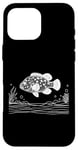 Coque pour iPhone 16 Pro Max Line Art Poisson & Ichtyologiste Léopard Bushfish