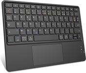 Clavier sans Fil 10 Pouces - [AZERTY Français] Clavier Bluetooth avec Pavé Tactile,Clavier Léger Ultra-Fin pour iPad,Android Tablette Samsung,Xiaomi/Redmi Pad,Huawei etc,Noir(Q229)