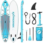 Planche de Stand up Paddling Exprotrek, Planche de Sup Gonflable, kit de Planche de Stand up Paddle, 6 Pouces d'épaisseur pour Tous Les différents Niveaux avec pagaie en Aluminium, 200KG Max