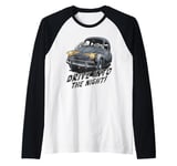 Vintage Skeleton Car Drive Into The Night Spooky Halloween Raglan Baseball Tee