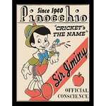 Pyramid International Disney Classics Pinocchio Impression encadrée Édition collector (Cricket's The Name Design) 30 cm x 40 cm – Produit officiel