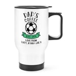 Personalised Football Coffee Travel Mug Cup Handle Dad Grandad Fathers Day