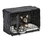 MidWest Homes for Pets 1522DD-KIT Kit Cage pour chiens iCrate 58,4 cm, modèle amélioré, double porte, comprenant une cage pour chien, un lit pour animal domestique, Noir