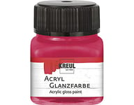 KREUL 79219 - Peinture acrylique brillante, 20 ml verre rouge foncé, peinture acrylique brillante et lisse pour peindre et bricoler, à base d'eau, résistante à la salive, séchage rapide et opaque