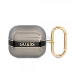 Guess AirPods 3 Kuori Printed Stripe & Gold Hook Musta