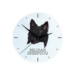 Belgian Shepherd Dog, Belgian Mountain Dog - geometrisk väggklocka med ett foto och en inskription av märket Art-Dog