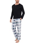 Uniexcosm Ensemble Pyjama Homme à Carreaux Pyjama à Carreaux Homme Pyjama Homme Hiver Coton Manche Longue Vêtements de Détente Pat XL