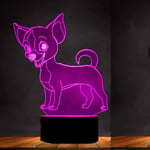 3D Chihuahua Hund Nattlampa Illusion 7 Färgväxlande Touch Switch Lampor Akrylplatt ABS-bas USB-kabel Födelsedagspresent Leksaker