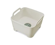 Joseph Joseph - Wash&Drain - Bac à vaisselle, Bassine Plastique Evier avec poignées et bouchon de vidange, 9 litres - pierre/vert