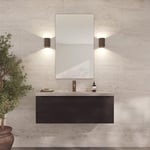 Loevschall Refine Miroir Mural Marron avec Cadre - 60 x 100 cm - Miroir décoratif pour Salle de Bain, Salon, Chambre à Coucher et Couloir - Miroir Minimaliste et élégant en Laiton brossé