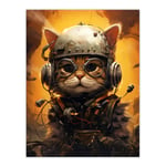 Captain Chuckles Steampunk Cat Cute Fun Artwork Extra Large XL Unframed Wall Art Poster Print