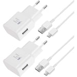 2 st Snabbladdare, 1,2 m Kabel, Kompatibel med Samsung Galaxy S22 S21 S20 S8 S10 S9 Plus Note 7 8 9 10 A53 LG, HTC 2-pack/white