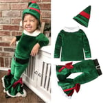 Jultomten Kläder Barn Flickor Ärm Toppar Flared Bottoms Set Juldräkt 5-6 Years Green