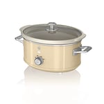 Swan SF17021CN Retro Slow Cooker with 3 Temperature Settings, Keep Warm Function, 3.5L, 200W, Retro Cream