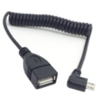 MICRO-B han / USB-A hun spiral forlænger kabel - Sort - 1 M