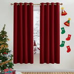 PONY DANCE Thermal Blackout Curtains - 69 in Long Window Treatment for Home Decoration Room Daekening Curtain Panels for Kid's Room, 1 Pair, 55 Wide by 69 inch Drop, Red