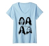 Pretty Little Liars Faces Black And White V-Neck T-Shirt