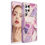 for Samsung Galaxy S23 Ultra Case Marble Slim Shockproof Protective Cover for S23 Ultra 5G 6.8" 2023 - Purple