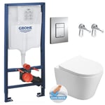 Pack wc Bâti-support Grohe wc Swiss Aqua Technologies Infinitio sans bride, fixation invisible + Plaque chrome