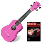 Soprano Ukulele Ukulélé de Guitare Uke en Bois Erable 21 In 4 Cordes Nylon Rose