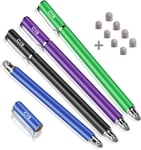 Stylet Pour Tablette Stylet Universel Pour Ecran Tactile Avec Pointe En Fibre Stylet Avec 8 Pointes De Remplacement Pour Ipad/Iphone/Samsung/Xiaomi/Huawei - Noir + Bleu + Violet + Vert[Q75]