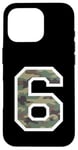 Coque pour iPhone 16 Pro Numéro d'uniforme en jersey #6 Six, camouflage camouflage