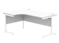 Office Hippo Essentials Left Corner Desks, Home Writing Computer Desk Office Desk For Work Place Or Home, Home Office Radial Desk With Cable Port Management, White Frame, Arctic White, 160 x 120cm