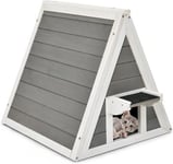 Maison Triangulaire pour Chat Maison de Chat en Bois Massif Abri pour Chat