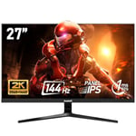 Gawfolk Écran PC IPS 27 Pouces, 2K QHD (2560×1440P), 144Hz Moniteur Gaming, 1ms Bezel-Less, 99% sRGB, 178° Grand Angle, HDMI, DisplayPort, Compatible avec Les Fixations murales VESA100*100MM - Noir