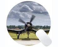 Gaming Round Mouse Pad Custom,Vought F4U Corsair Warplane Mouse Mat,Non-Slip Rubber Base Mousepad