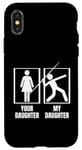 Coque pour iPhone X/XS Votre fille, ma fille, fier papa, maman, lancer du javelot