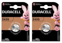 2 x Duracell 2450 Battery CR2450  Lithium Batteries Coin Cell Button BR2450 3V