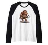 Neanderthal Soccer Player costume for ice age Soccer Lovers Raglan Baseball Tee